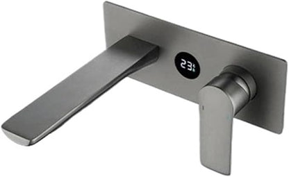 Faucet Concealed Digital Display Faucet Copper Gun Wall-Mounted Countertop, Washbasin Cold and Hot Water Faucet(Gun Gray) Faucet