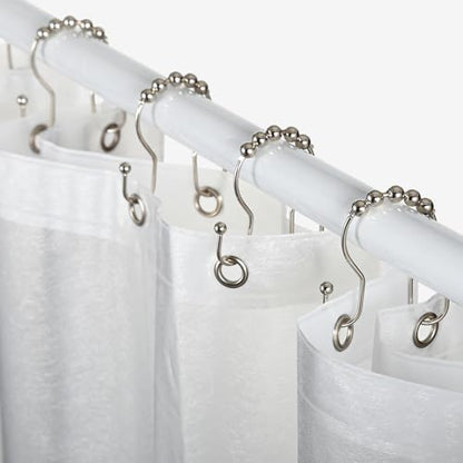 Goowin Shower Curtain Hooks, 12 Pcs Shower Curtain Rings, Stainless Steel Shower Curtain Hangers, Double Hook Shower Curtain Hooks, Smooth Sliding Anti-Drop Shower Rings for Curtain (Nickel)
