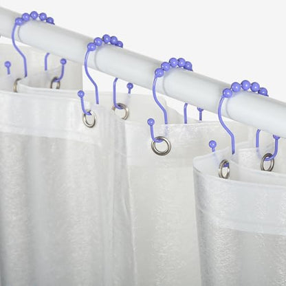 Goowin Shower Curtain Hooks, 12 Pcs Shower Curtain Rings, Stainless Steel Shower Curtain Hangers, Double Hook Shower Curtain Hooks, Smooth Sliding Anti-Drop Shower Rings for Curtain (Purple)