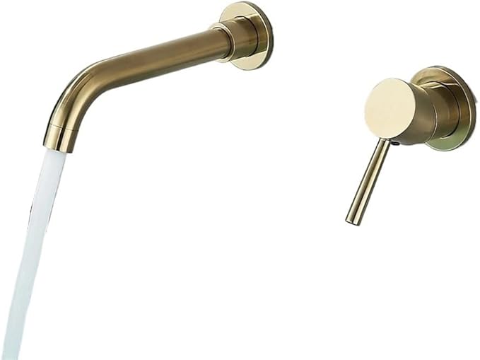 Faucet Modern Brass Mounted Bathroom Basin Faucet Concealed Wall Sink 360° Swivel Spout Hot and Cold Water Bathtub Tap(Silvery) Faucet