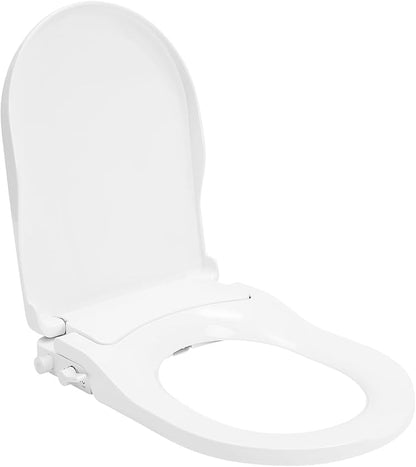 D-shaped Non-Electric Bidet Toilet Seat for Elongated Toilets | Non-Electric Swash Ecoseat Elongated Comfort Fit Toilet Seat，Dual Nozzle System
