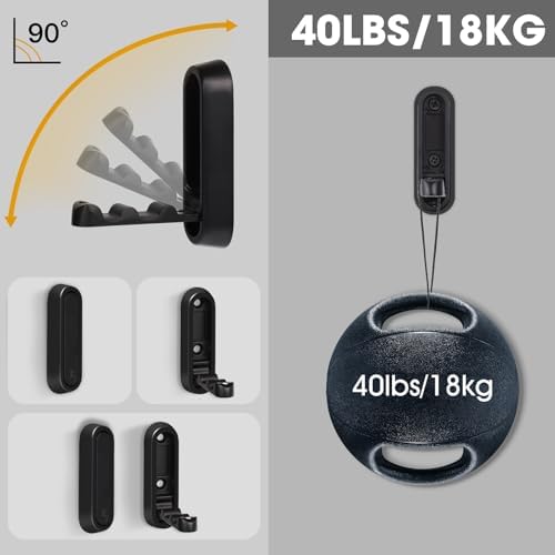 Foldable Wall Hook, Black, 4 Pack, Screw Mounted, Heavy Duty Coat Hooks