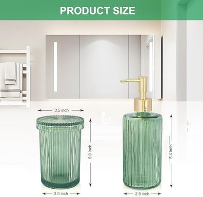 New Hensoar 3 Pcs Green Bathroom Accessories Set, Glass Bathroom Set