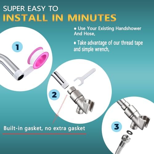 All Metal Handheld Shower Head Holder, Adjustable Shower Wand Holder with Brass Pivot Ball，Shower Arm Holder Mount for Connecting Shower Arm and Shower Hose, BRUSHED NICKEL