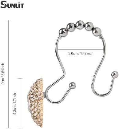 Sunlit Boho Knots Double Shower Curtain Hooks, Home Decorative Shower Curtain Rings for Bathroom, Seaside Nautical Shower Curtain Hangers Bathroom Accessories, Set of 12