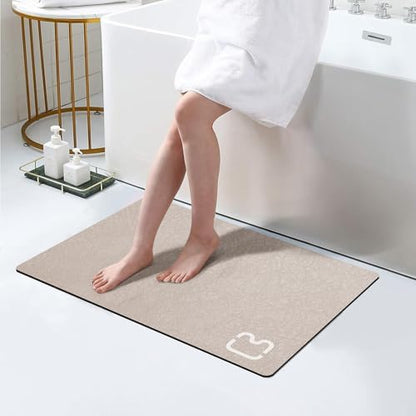 Diatomaceous Earth Bath Mat Stone Bath Mats for Bathroom,17"x32",Taupe