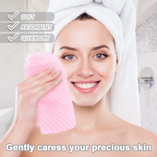 VOOVA & MOVAS Face Towels 6PC, 100% Cotton, 13x13 in, Baby Pink