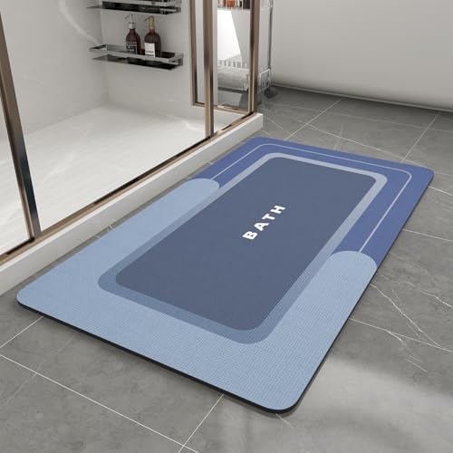 MontVoo Bath Mat-Bath Mat Rug Non Slip Super Absorbent Stain Resistant Quick Dry Thin Bathroom Rug-Bath Mats for Bathroom Floor Bathtub Vanity-Bathmat Bath Rug Easy Care-24"x35",Navy