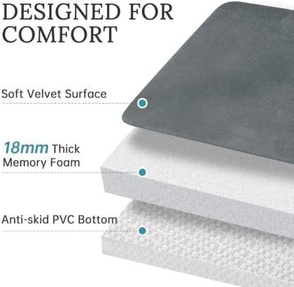 HUXMEYSON 3-Piece Memory Foam Bathroom Rug Set, Grey
