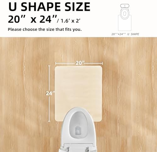 TYUU Thin Toilet Rug, Bathroom Rugs Non Slip, 20x24 U Shape Beige