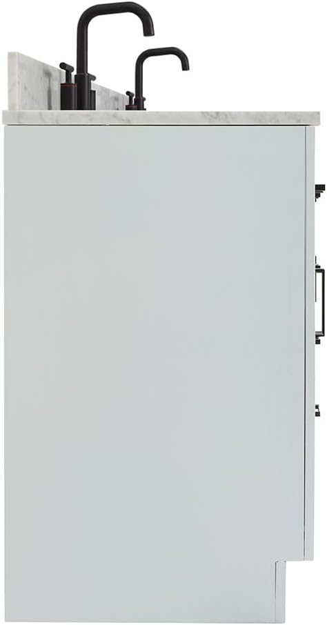 ARIEL Hepburn 60-inch Bathroom Vanity with Sink,Solid Wood, 0.75-inch Italian Carrara Marble Countertop, Double Rectangular Porcelain Sink, 4 Soft Closing Doors, 6 Dovetail Drawers, Grey