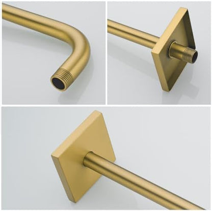 16 Inch Shower Head Extension Arm Wall Mounted Rainfall Extend Pipe Tube Stainless Steel Bathroom Accessories Champagne Bronze,SW-91018-16CB-SQ.