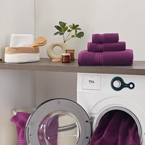 COZYART Luxury Bath Towel Set 3 PCS, Purple 100% Turkish Cotton 650 GSM