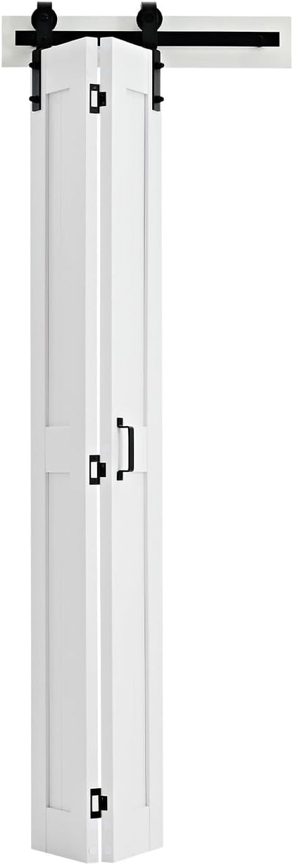 VEVOR Bifold Barn Door, 24" x 84", MDF Bi-Fold Sliding Closet Doors, Header Board and Hardware Kit Included, H-Frame Space-Saving Design, Panels Need to Assemble, Waterproof & Quiet, White