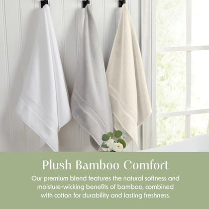 Springtree Home Luxury Bamboo Rayon Plush Bath Towel Set | 4-Pack | Beige