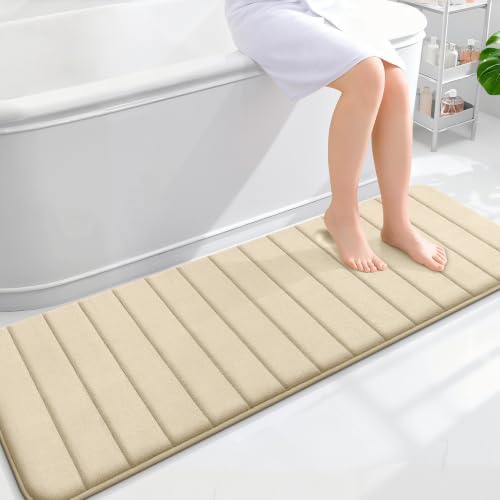 OLANLY Memory Foam Long Bathroom Rugs Runner 59x20, Super Soft Absorbent