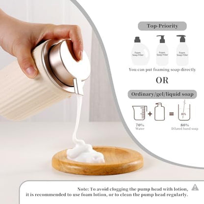 BosilunLife Striped Apricot Ceramic Bathroom Accessories Set of 4