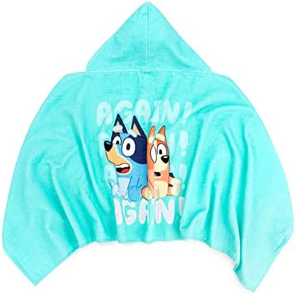 Jay Franco Bluey Bingo Cartoon Kids Hooded Towel Bath Wrap, Blue