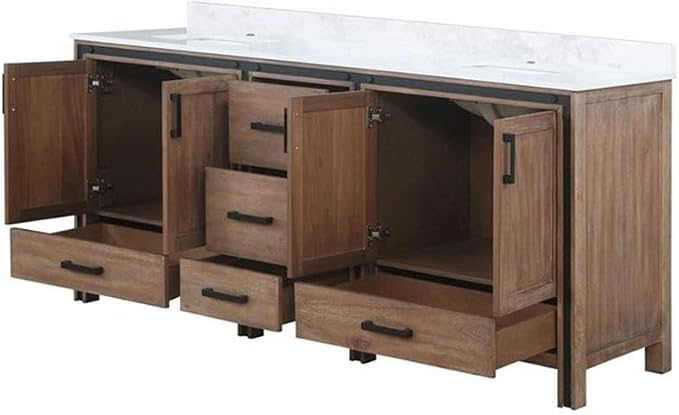 Ziva 80 in W x 22 in D Rustic Barnwood Double Bath Vanity and Cultured Marble Top