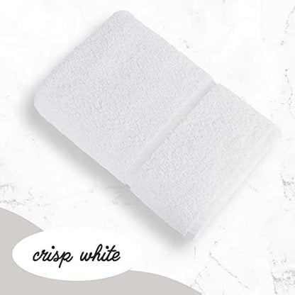 GREEN LIFESTYLE Dobby Border Towel 27x54 Cotton Blend Soft and Plush Crisp Highly Absorbent White Bath Towel Ideal for Home, Hotels, Pools, Spa (Pack of 24)