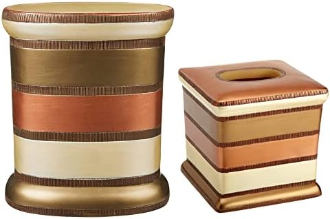 Zahari Home 2pc Contempo Luxury Bath Accessories Set Waste Basket & Tissue Box Modern Classic Contemporary Decorative Beautiful Designs Stylish Bathroom Accessories Set