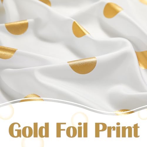 jinchan White and Gold Polka Dot Shower Curtain, Gold Foil Spot Pattern Modern Waterproof Fabric Shower Curtains for Bathroom with 12 Hooks Machine Washable 70x72 Inches