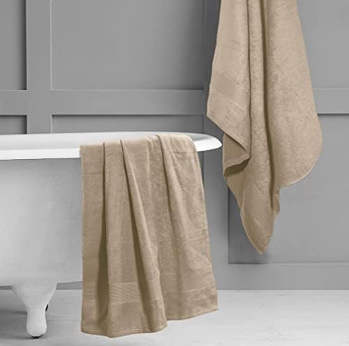 Belizzi Home Premium Cotton Oversized 2 Pack Bath Sheet 35x70-100% Pure Cotton - Ideal for Everyday use - Ultra Soft & Highly Absorbent - Machine Washable - Tan