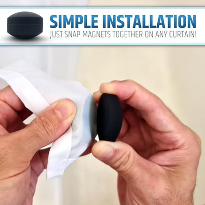 Powerful Anti-Billowing Magnetic Shower Curtain Weights for Splash-Free Bath Experience - 360° Silicone Wrapped - Will Never Rust - Heavy Magnets Prevent Curtain Liners from Blowing | 4 Pairs | Black