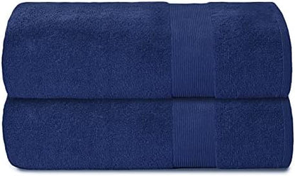 Belizzi Home Premium Cotton Oversized 2 Pack Bath Sheet 35x70-100% Pure Cotton - Ideal for Everyday use - Ultra Soft & Highly Absorbent - Machine Washable - Navy Blue