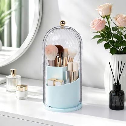 Toothbrush Holder with Cover for Bathroom Countertop, Organizer, Blue