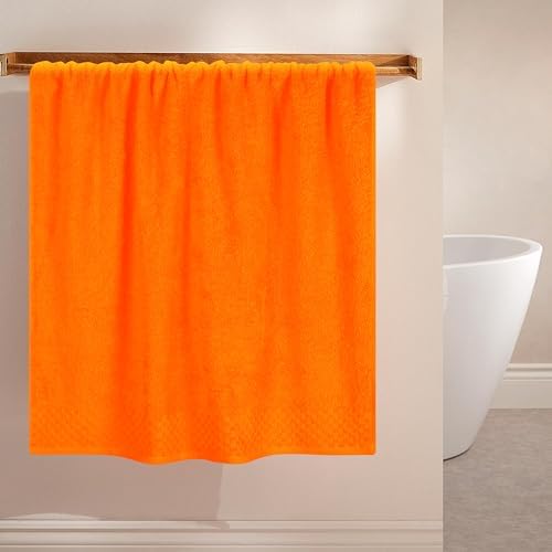 MyOwn Ultra Soft 2 Pack Oversized Bath Towel Set 28x55 inches, Cotton Large Bath Towels, Highly Absorbant Compact Quickdry & Lightweight Towel, Ideal for Gym Travel Camp Pool - Orange