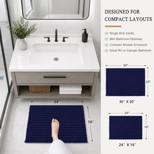 Arotive Bathroom Rugs Mat 24x16, Soft Absorbent Chenille Shaggy Bath Mat