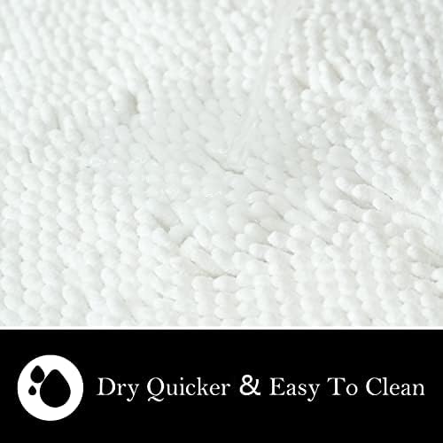Bathroom Rugs Chenille Bath mat 2 Piece Set, Super Absorbent, Strong PVC Non Slip Backing, Bath mats for Bathroom, Plush Shaggy, Thick, Machine Washable, Bathtub, Shower, Toilet.(White)