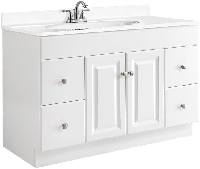 Design House Wyndham 48 Inch Bathroom Vanity, Ready to Assemble, Solid Wood, White, 597278