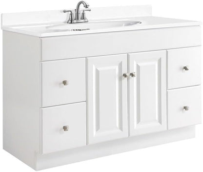 Design House Wyndham 48 Inch Bathroom Vanity, Ready to Assemble, Solid Wood, White, 597278