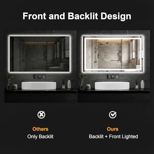 30x50 LED Bathroom Mirror with Lights, Lighted Vanity Mirror for Wall