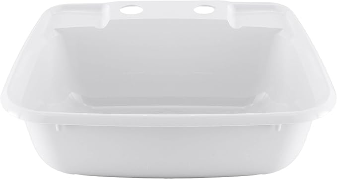 RecPro Rectangle RV Bathroom Sink | Single Bowl Lavatory Sink | Camper Basin | Plastic (White)