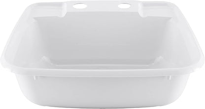 RecPro Rectangle RV Bathroom Sink | Single Bowl Lavatory Sink | Camper Basin | Plastic (White)