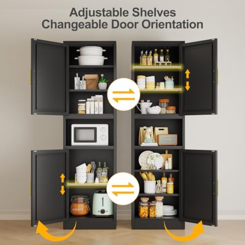 Ckzbx Tall Narrow Storage Cabinet 66.93" H Tall Bathroom Cabinet Metal Pantry Cabinets, 4 Adjustable Shelves for Kitchen, Home Office, Living Room, Dinning Room (20 inches Wide Black)