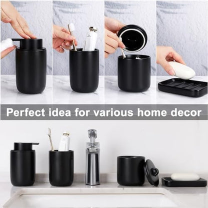BosilunLife Black Ceramic Bathroom Accessories Set of 4