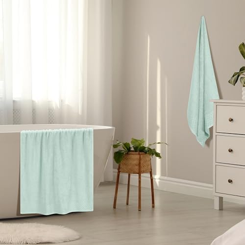 MyOwn Ultra Soft 2 Pack Oversized Bath Towel Set 28x55 inches, Cotton Large Bath Towels, Highly Absorbant Compact Quickdry & Lightweight Towel, Ideal for Gym Travel Camp Pool - Sea Green
