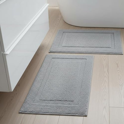 SHACOS Soft Microfiber Bathroom Rugs Set of 2 Pieces, Light Grey