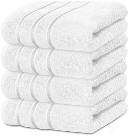 Luxury Hand Towels for Bathroom Set of 4 (16 x 28 Inch) Soft & Absorbent 600GSM Ring Spun Cotton Hand Towel Sets for Bathroom, Gym, Hotel and Spa - Viscose Stripe
