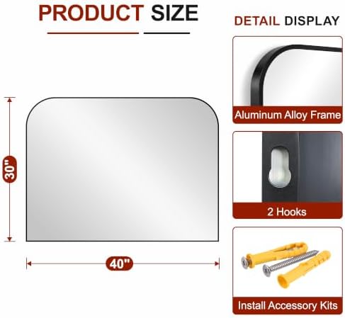 Bathroom Black Vanity Mirror for Over Sink, 30" x 40"