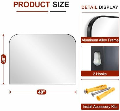 Bathroom Black Vanity Mirror for Over Sink, 30" x 40"