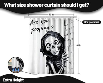 Extra Tall Shower Curtain XL are You Pooping Skull, 70 x 84 Inchs