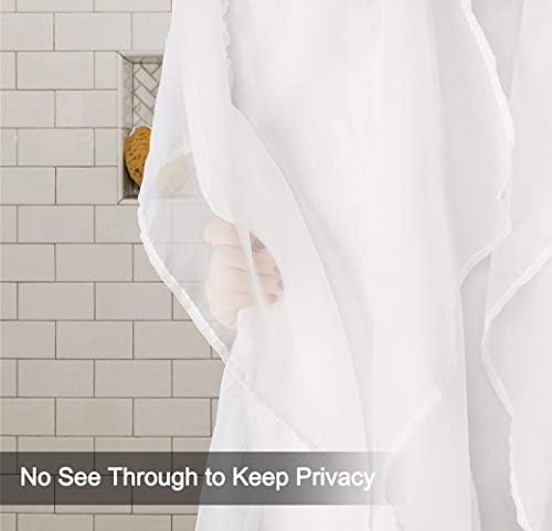 White Ruffle Shower Curtain for Bathroom Sheer Shower Curtain, 72in Long