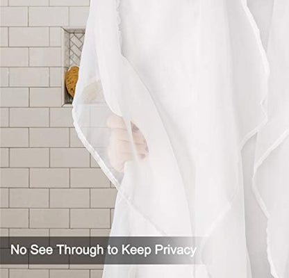 White Ruffle Shower Curtain for Bathroom Sheer Shower Curtain, 72in Long