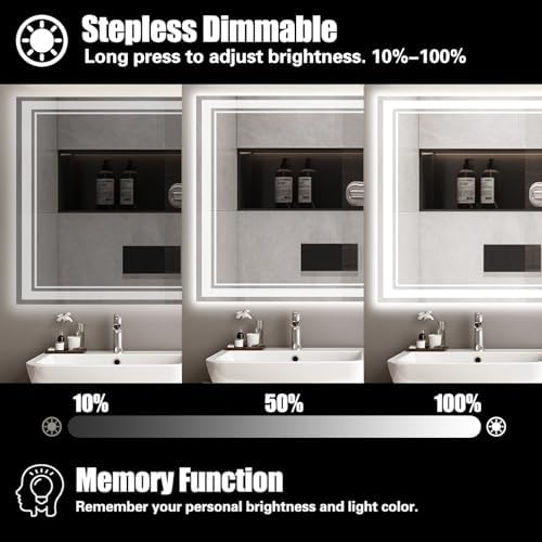 48 x 28'' LED Mirror for Bathroom, Bathroom Mirror with LED Lights