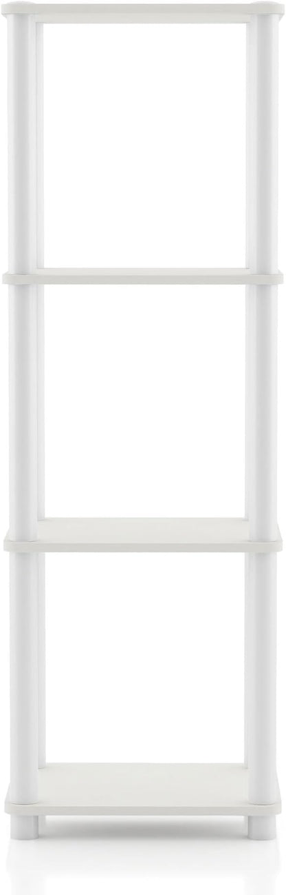 Homes: Inside + Out Apexa Modern 4-Tier Narrow Shelving Units, Collectibles Display Shelves, Easy Assembly Standing Shelf, Home Storage Organizer for Living Room, Bedroom, Office, White
